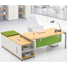 Modern executive office desk elegant color and smooth texture finishing peach wood + warm white upholstery (JO-4040)